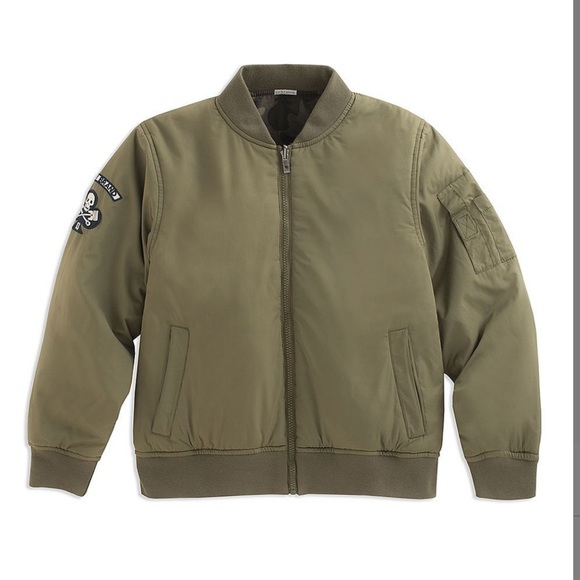 Lucky Brand-Olive-reversible jacket. Boys L-Outer army green and inside camo-NWT - Picture 1 of 9